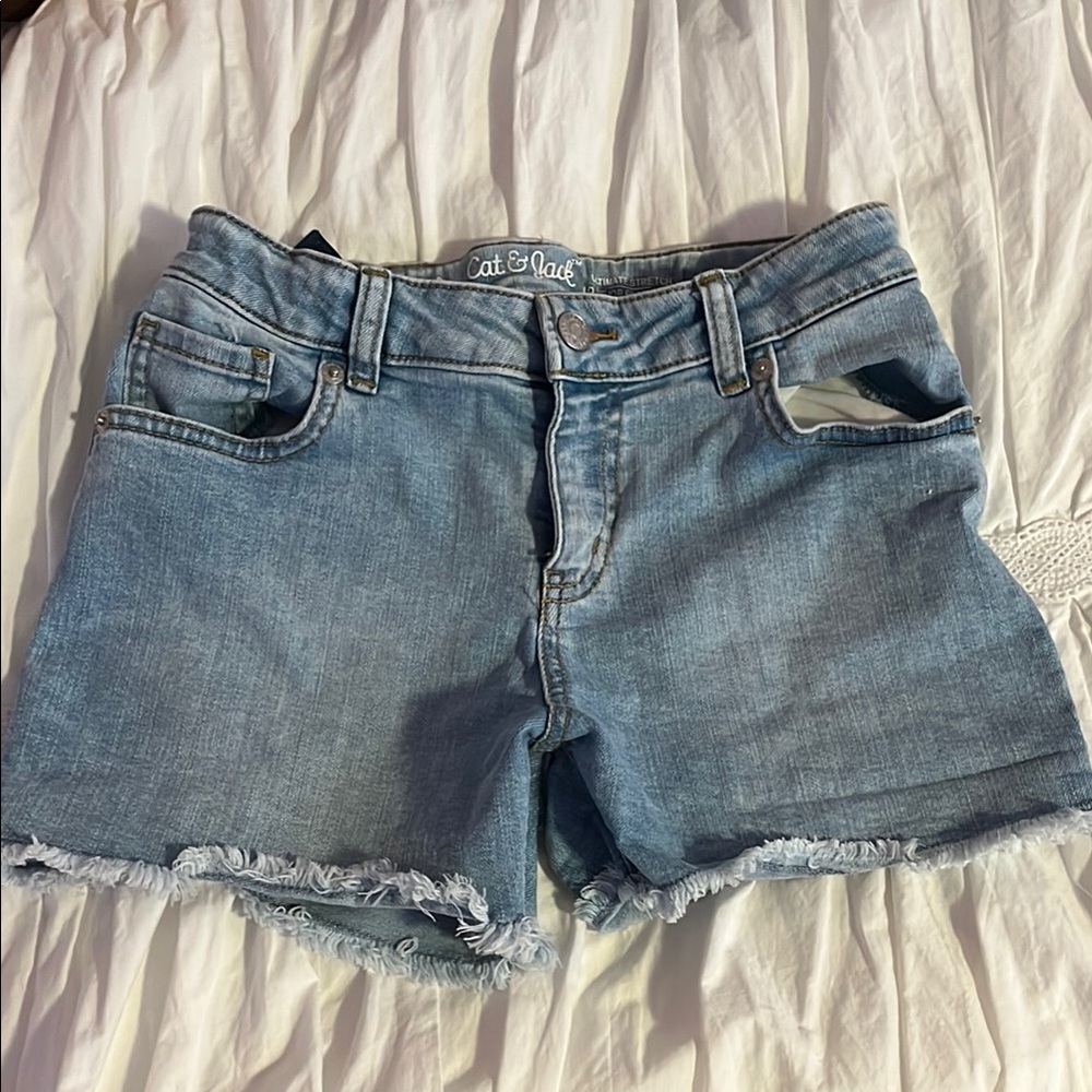 Cat & Jack Blue Jean Shorts with Frayed Hem